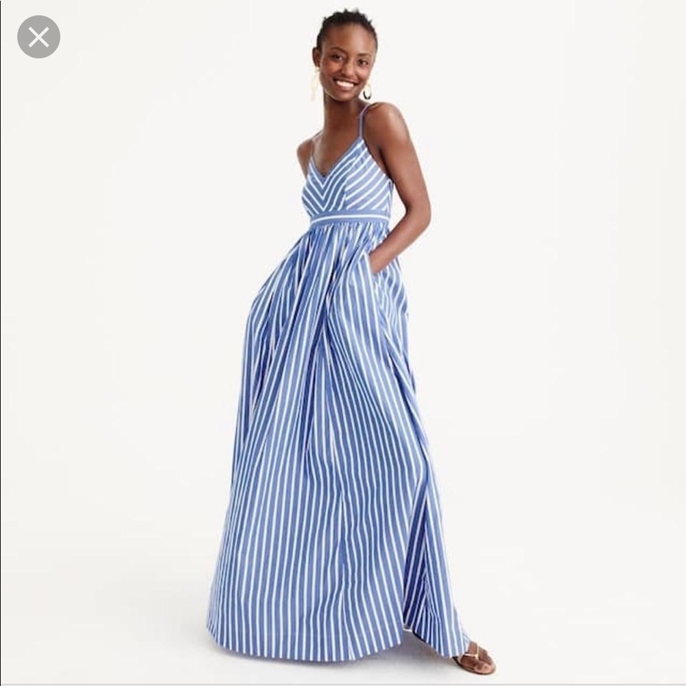 J Crew Long drapey spaghetti-strap dress in stripe